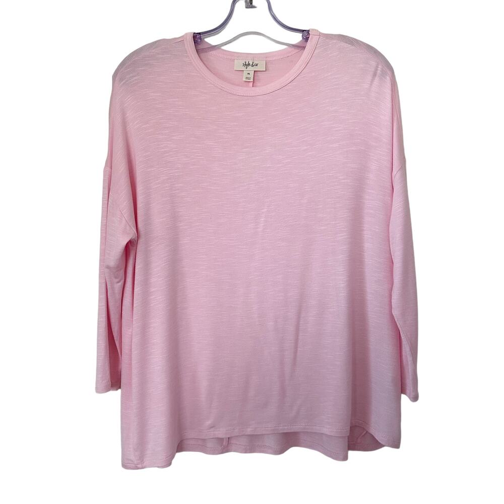 Style & Co Pink Long Sleeve T-Shirt Top Lightweight Stretchy Size PS